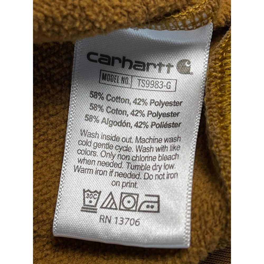 Carhartt Hoodie Youth XS (7) Pullover Hooded Sweatshirt Brown Spell Out TS9983-G - Picture 10 of 11